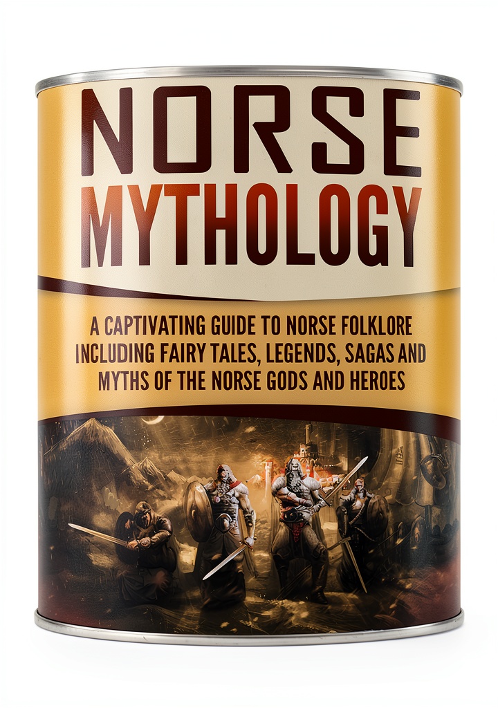 Installing Scandinavian Mythology for Kids, Kindle Edition, English, 106 Pages on a wooden desk