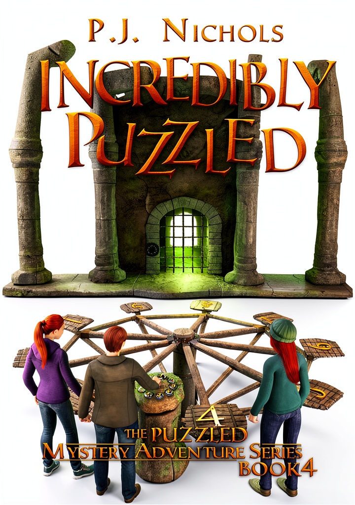 Installing The Puzzled Mystery Adventure Book 4 Medieval Quest for Ages 9-12 on a wooden desk