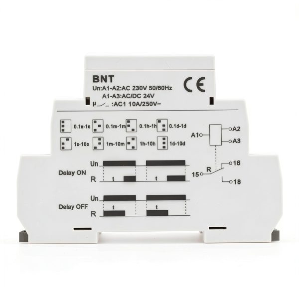 BNT 10A Dual Function Timer Relay - AC230V DC24V Delay On Off-1